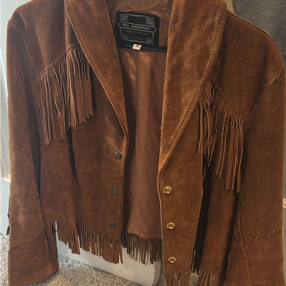 PIONEER Brown Leather Western Fringe Jacket